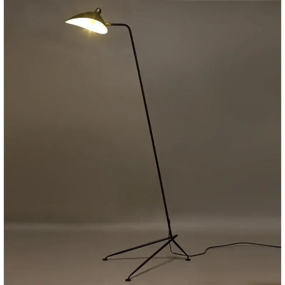 Decorbites black nordic floor lamp with sleek black metal tripod base and warm-toned adjustable shade for living room
