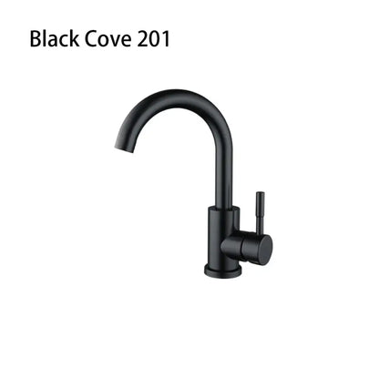 Decorbites™ black stainless steel bathroom faucet with matte black finish and modern curved spout, alta calidad y duradero y práctico