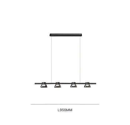 Black linear pendant light with five adjustable spotlights and modern design in decorbites black strip chandelier