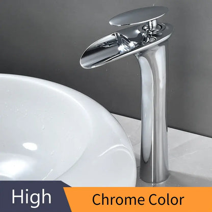 Decorbites™ black waterfall bathroom faucet mixer tap with chrome finish and sleek modern design for basin faucets modern use
