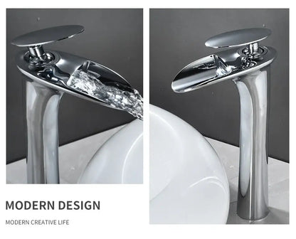 Chrome finished decorbites™ black waterfall bathroom faucet mixer tap with single lever handle basin faucets modern