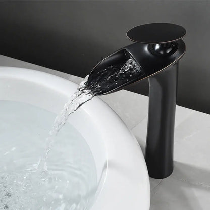 DecorBites black waterfall bathroom faucet mixer tap with matte finish and sleek modern design for basin faucets modern