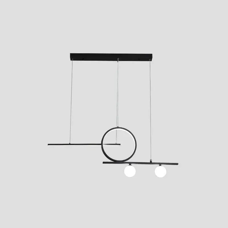 DecorBites™ black metal suspension light with circle design and two bulbs for dining room LED island lighting