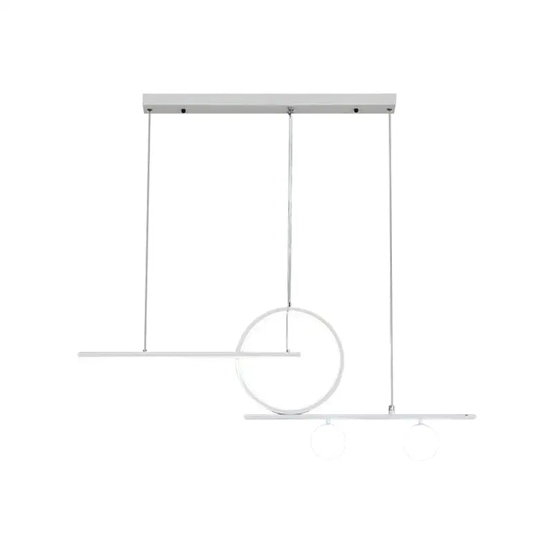 Decorbites black white metal suspension light with modern bar and circle design for dining room LED lighting