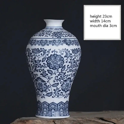 Decorbites™ blue and white ceramic vase featuring intricate floral patterns for elegant home decor