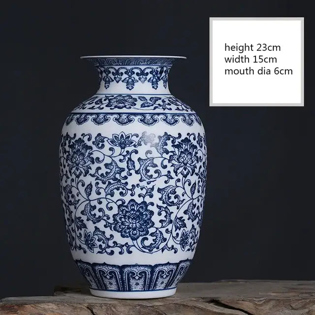 DecorBites™ blue and white ceramic vase featuring intricate floral patterns for elegant home decor