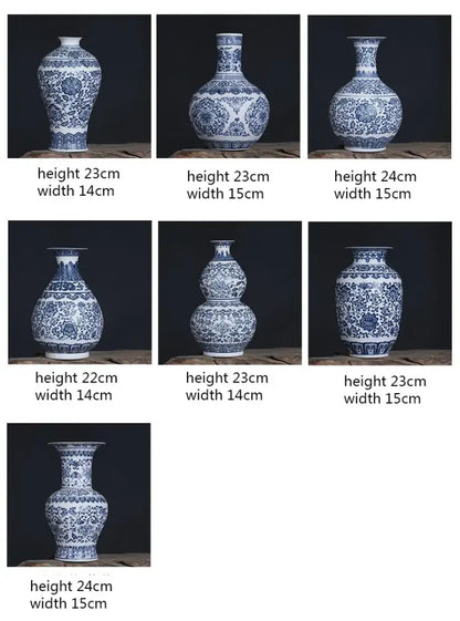 Decorbites™ blue and white ceramic vase with intricate floral patterns is an elegant home decor ceramic vase