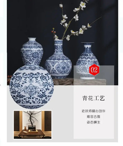 DecorBites blue and white ceramic vase featuring intricate floral patterns for elegant home decor display