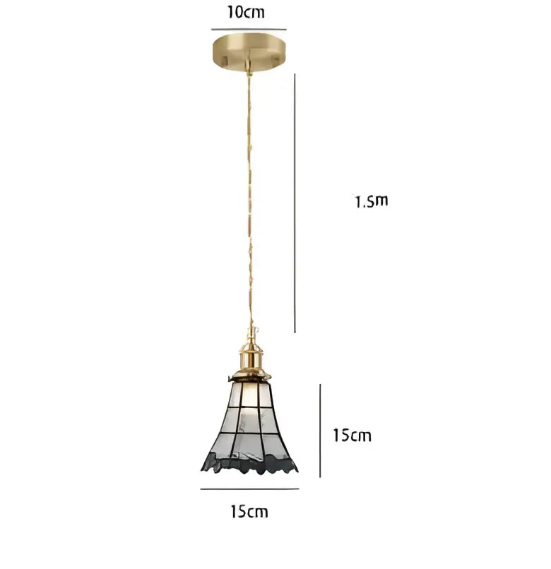 Gold-toned decorbites blue glass pendant light with black lace glass shade and brass chain for dining room pendant lights