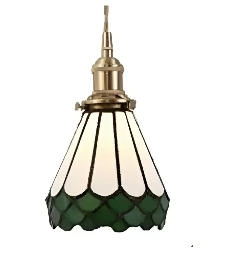 Green and white stained glass pendant lights with brass hardware complement decorbites blue glass pendant for dining room