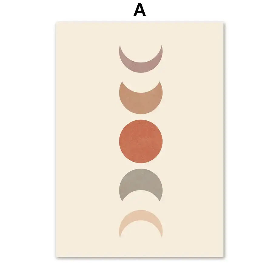 Decorbites™ bohemian wall art canvas painting featuring minimalist moon phases in earthy tones on cream background wall art canvas