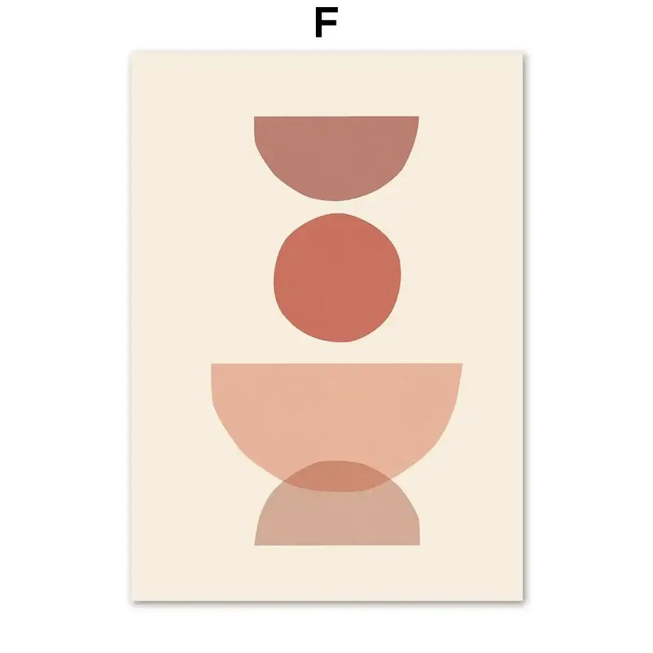Decorbites™ bohemian wall art canvas painting featuring minimalist abstract geometry in terracotta and beige tones on cream background wall art canvas