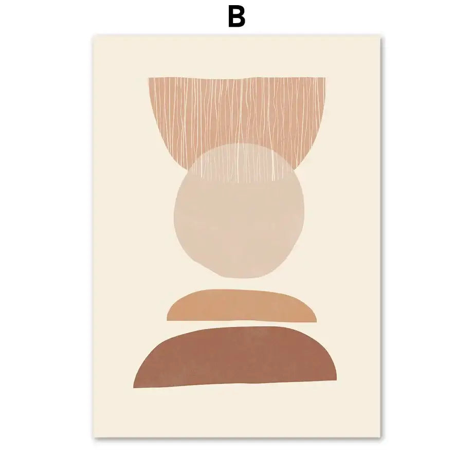 DecorBites™ bohemian wall art canvas painting featuring beige abstract geometry with layered earthy tones and wood-grain texture