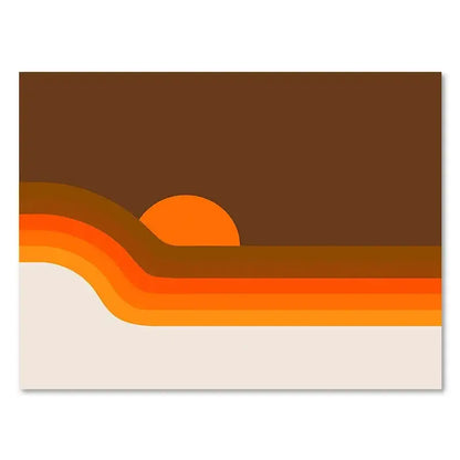 Decorbites™ boho art prints featuring a minimalist orange sunset abstract design perfect for living room decor