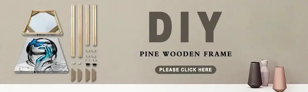 Pine wooden diy frame kit with geometric design and natural finish for decorbites™ boho floral modern canvas art set