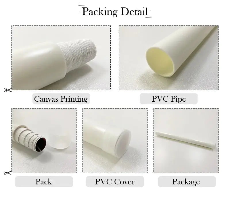 White pvc pipe with canvas printing and protective cover in decorbites™ boho light nordic minimalist wall art