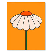 Decorbites™ boho sunset art print set featuring a stylized white daisy with orange center for living room decor