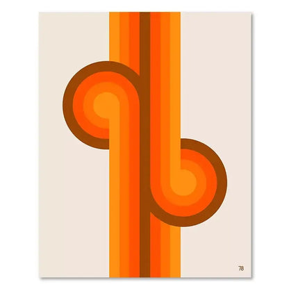 Decorbites™ boho sunset art print set featuring vibrant orange and brown retro abstract living room decor