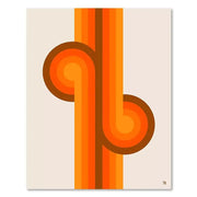 DecorBites™ boho sunset art prints featuring vibrant orange and brown retro stripes for living room decor