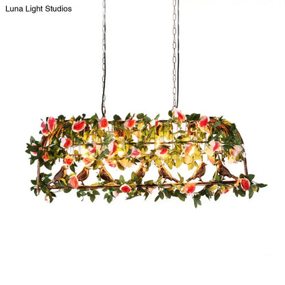 DecorBites™ brass birdcage light fixture with e26 e27 bulbs, adorned with pink white roses and small brown birds