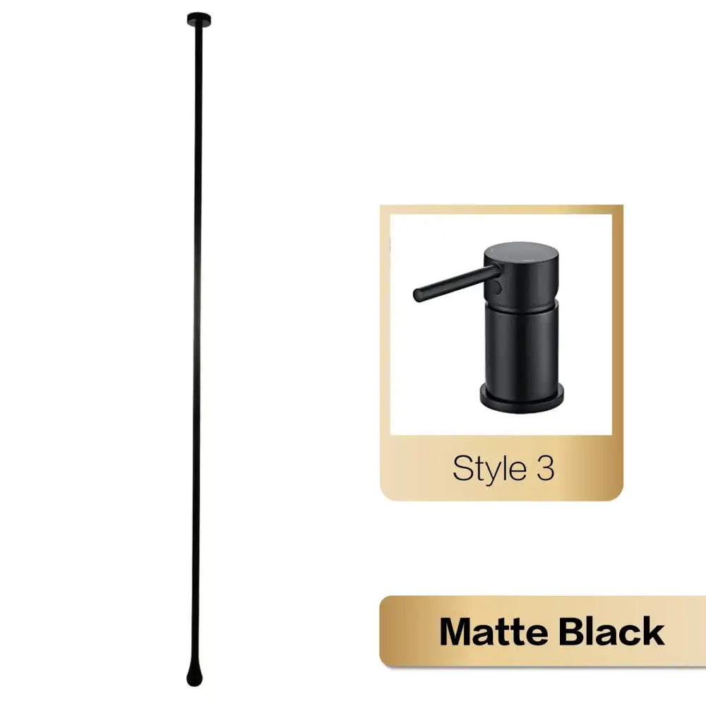 Decorbites™ brass black luxury shower rod with matte black finish and minimalist rounded ends for bathroom use