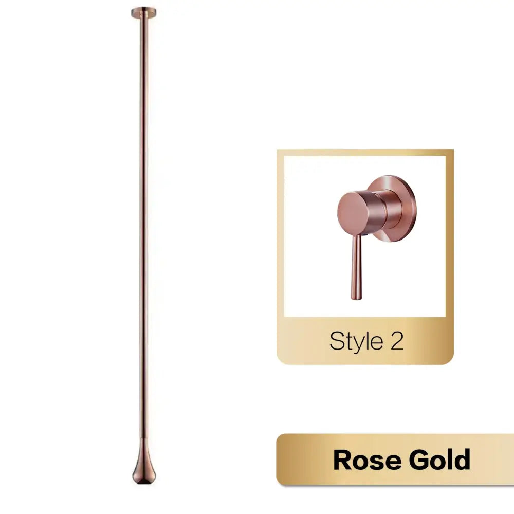 Rose gold shower rod with modern design paired with decorbites™ brass black single handle brass black faucet handle