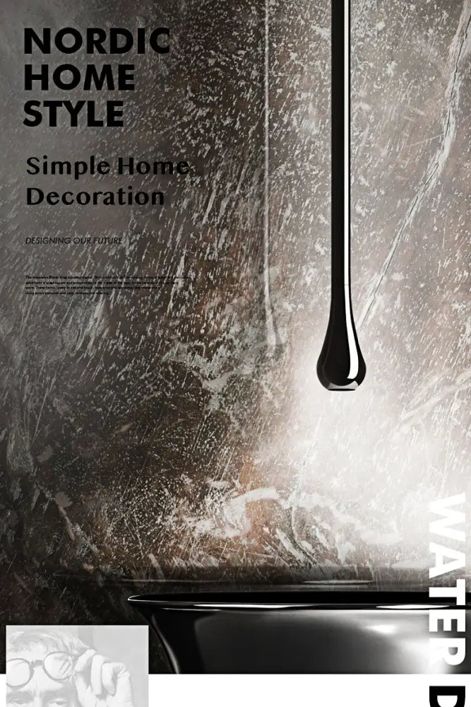 A sleek black teardrop pendant light complementing the decorbites™ brass black single handle luxury bathroom faucet