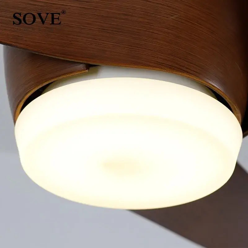 Decorbites brown vintage ceiling fan with remote control features warm wooden finish and frosted glass light fixture