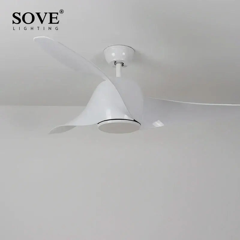 White sove lighting ceiling fan with sleek modern design and remote control in decorbites brown vintage style living room
