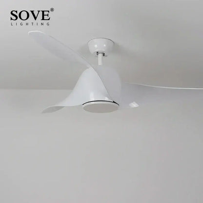 White sove lighting ceiling fan with sleek modern design and remote control in decorbites brown vintage style living room