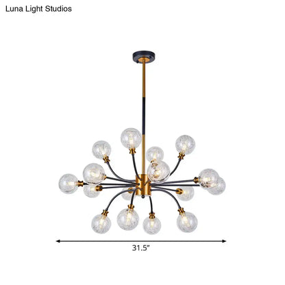 DecorBites bubble suspended lighting modern chandelier with clear glass globes curvy arm in black and gold 220v-240v