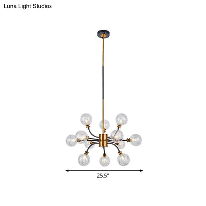 Decorbites™ bubble suspended lighting modern chandelier with clear glass globes curvy arm black and gold 220v-240v