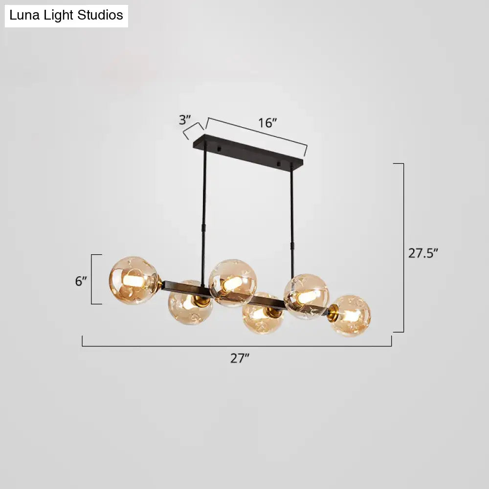 DecorBites™ black metal pendant light with five amber glass globe bulbs features stylish postmodern design