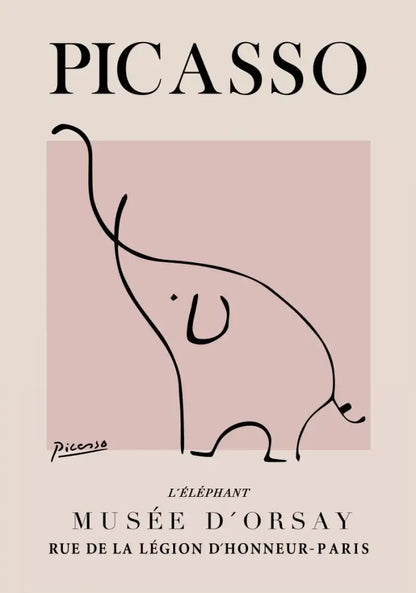 A minimalist botanical canvas featuring picasso léléphant elephant line drawing on soft pink for living room decorbites butterfly botanical canvas