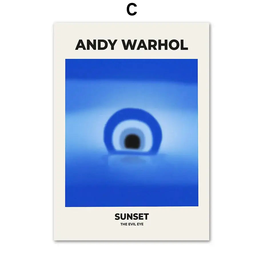 Decorbites™ butterfly botanical canvas painting featuring andy warhol sunset the evil eye blue eye design on cream background
