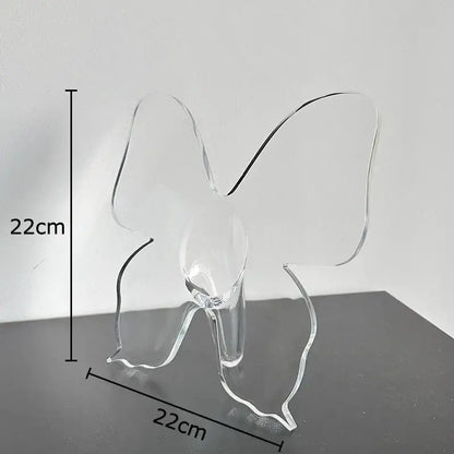 Transparent acrylic butterfly vase stand 22cm tall for aesthetic room decor by decorbites butterfly vase