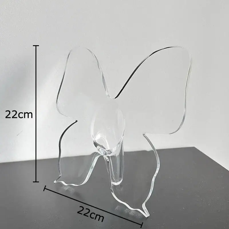 Transparent acrylic butterfly vase stand 22cm tall for aesthetic room decor by decorbites butterfly vase