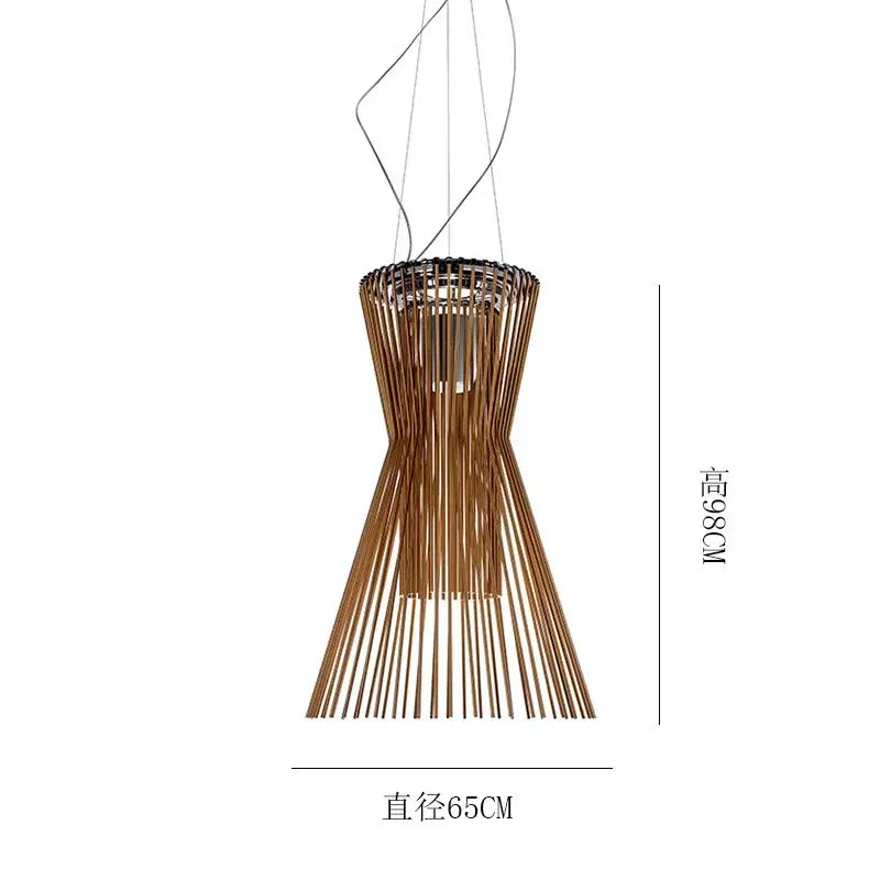A modern bronze-toned decorbites cage industrial pendant light with slender vertical rods for kitchen dining room use