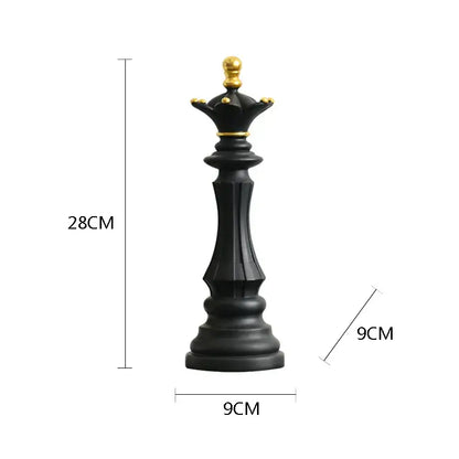 Black chess king figurine with gold crown details 28cm tall from DecorBites chess pieces figurines for home and office decor