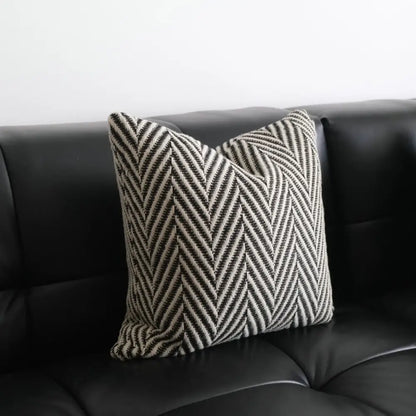 Decorbites chic pillow black and white herringbone knit pillow cover set for modern minimalist home decor