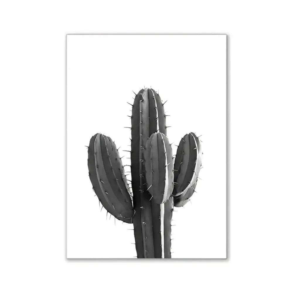 Decorbites™ chic pink room wall art set featuring black-and-white photographic print of saguaro cactus with vertical ridges and spines