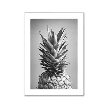 Black and white framed wall art print of textured pineapple for chic pink room decor by decorbites™
