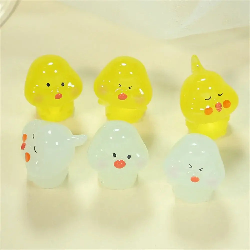Decorbites chick doll figurines miniature yellow and translucent white resin with cute minimalist facial expressions for fairy decor