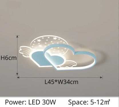 DecorBites™ children’s love led chandelier shaped like intertwined hearts with wings and a soft blue glow ceiling light fixture