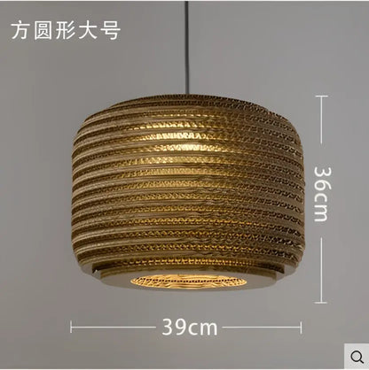 Golden cylindrical pendant lights with woven paper texture 36cm height 39cm diameter by DecorBites pendant lights