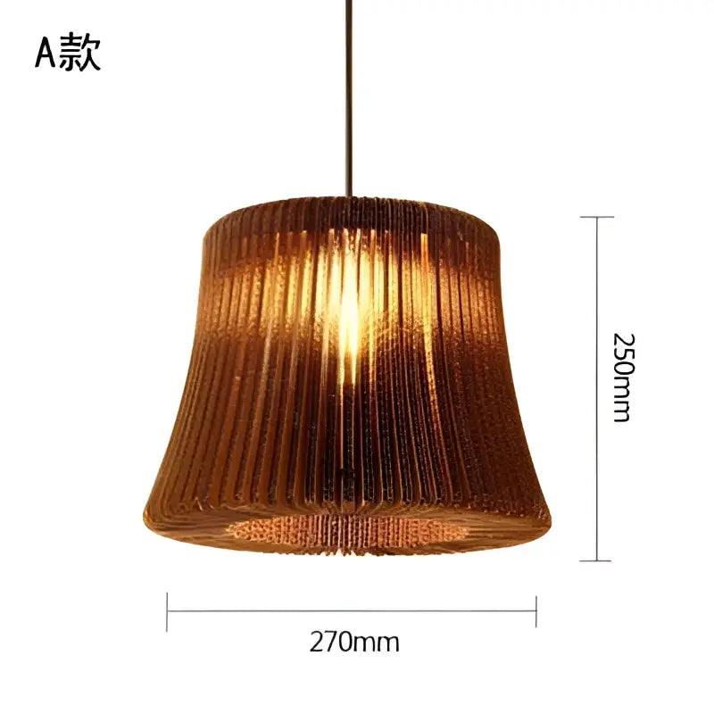 Decorbites™ warm-toned cylindrical paper pendant light with textured woven design for restaurant and living room use