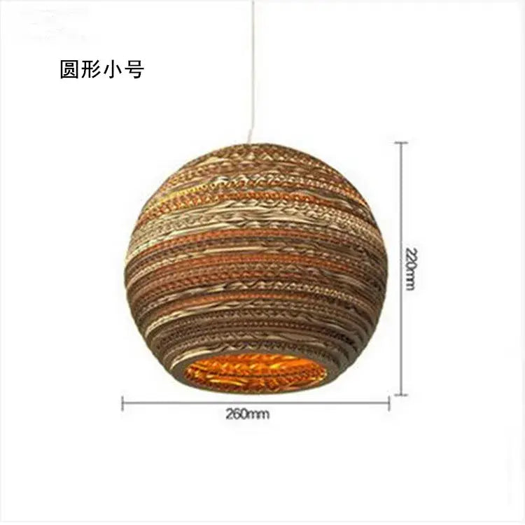 Decorbites™ chinese paper pendant light handcrafted with brown and beige corrugated cardboard for living room use