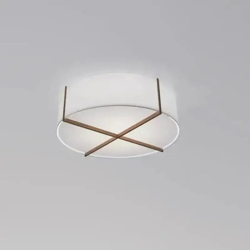 Modern circular ceiling lamp with white fabric shade and minimalist wooden frame decorbites chinese style fabric design