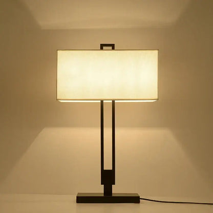Modern black metal floor lamp with rectangular off-white fabric shade decorbites chinoiserie table floor lighting