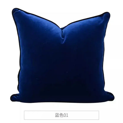 Deep navy blue velvet pillow cover with subtle sheen and plush texture decorbites chinoiserie velvet lumbar 30x50cm